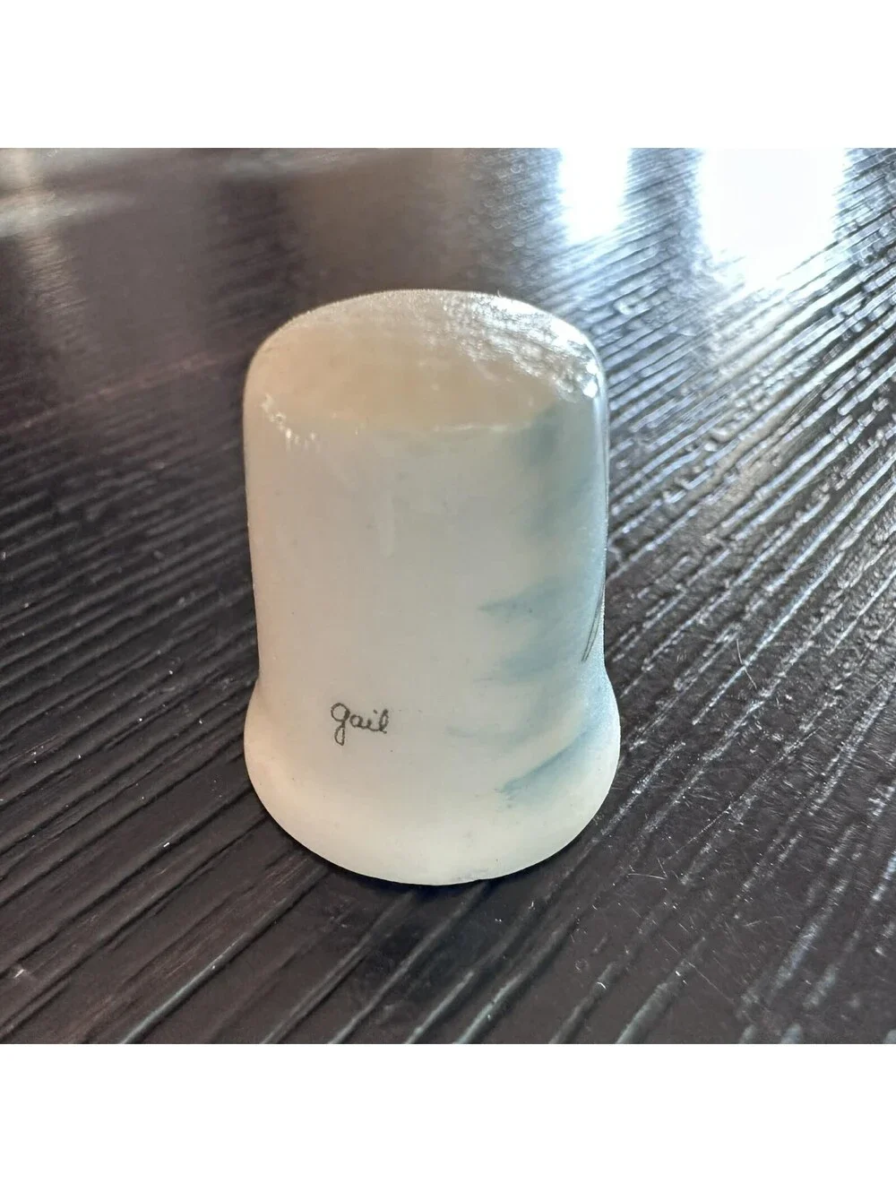 Vtg Spruce Goose Thimble Howard Hughes Aircraft Aviation Souvenir Signed Gail